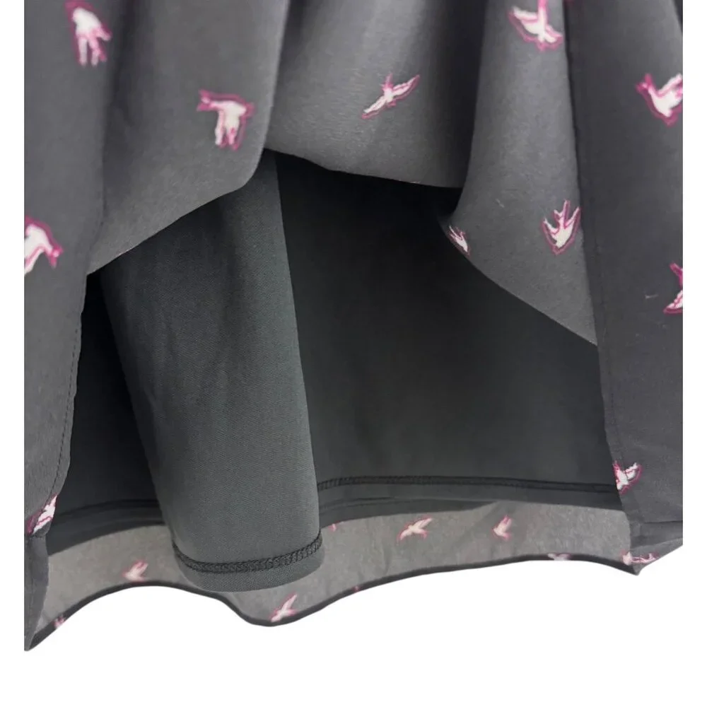 Banana‎ Republic Gray Ladder-Lace Bird Print Shift Dress Size S Chiffon Lined